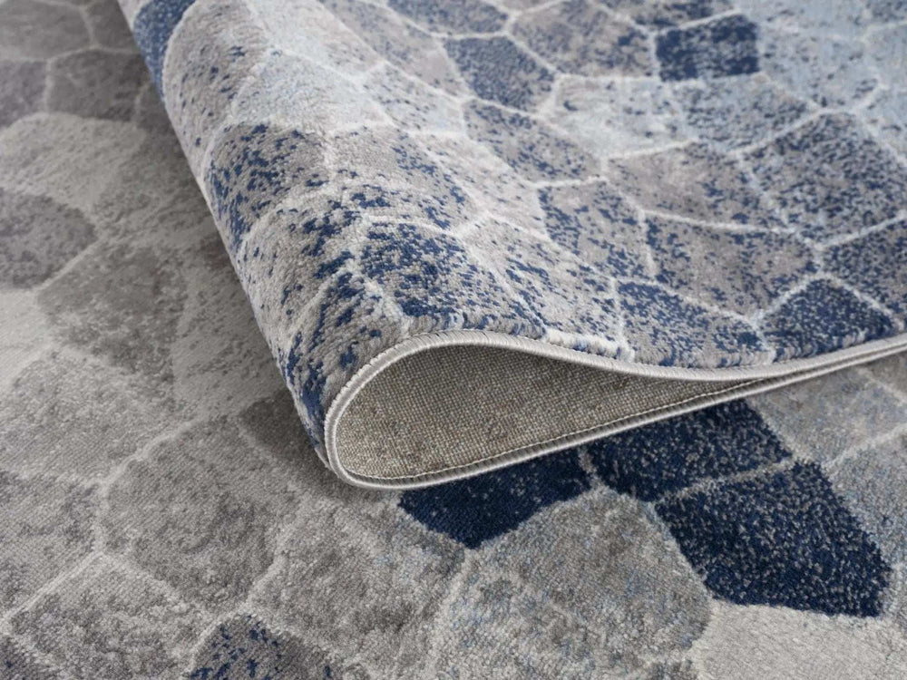 5' X 8' Navy Blue Cobblestone Pattern Area Rug - Homeroots - Flyclothing LLC