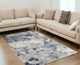 5' X 8' Navy Blue Cobblestone Pattern Area Rug - Homeroots