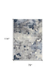 7' X 10' Navy Blue Cobblestone Pattern Area Rug - Homeroots