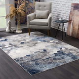 8' X 11' Navy Blue Cobblestone Pattern Area Rug - Homeroots - Flyclothing LLC