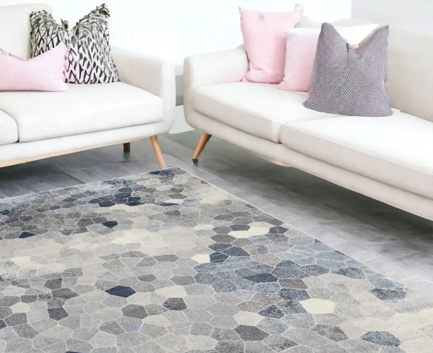 8' X 11' Navy Blue Cobblestone Pattern Area Rug - Homeroots - Flyclothing LLC