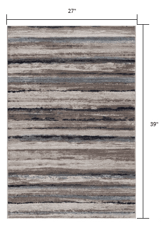 2' X 3' Blue And Beige Distressed Stripes Scatter Rug - Homeroots - Flyclothing LLC