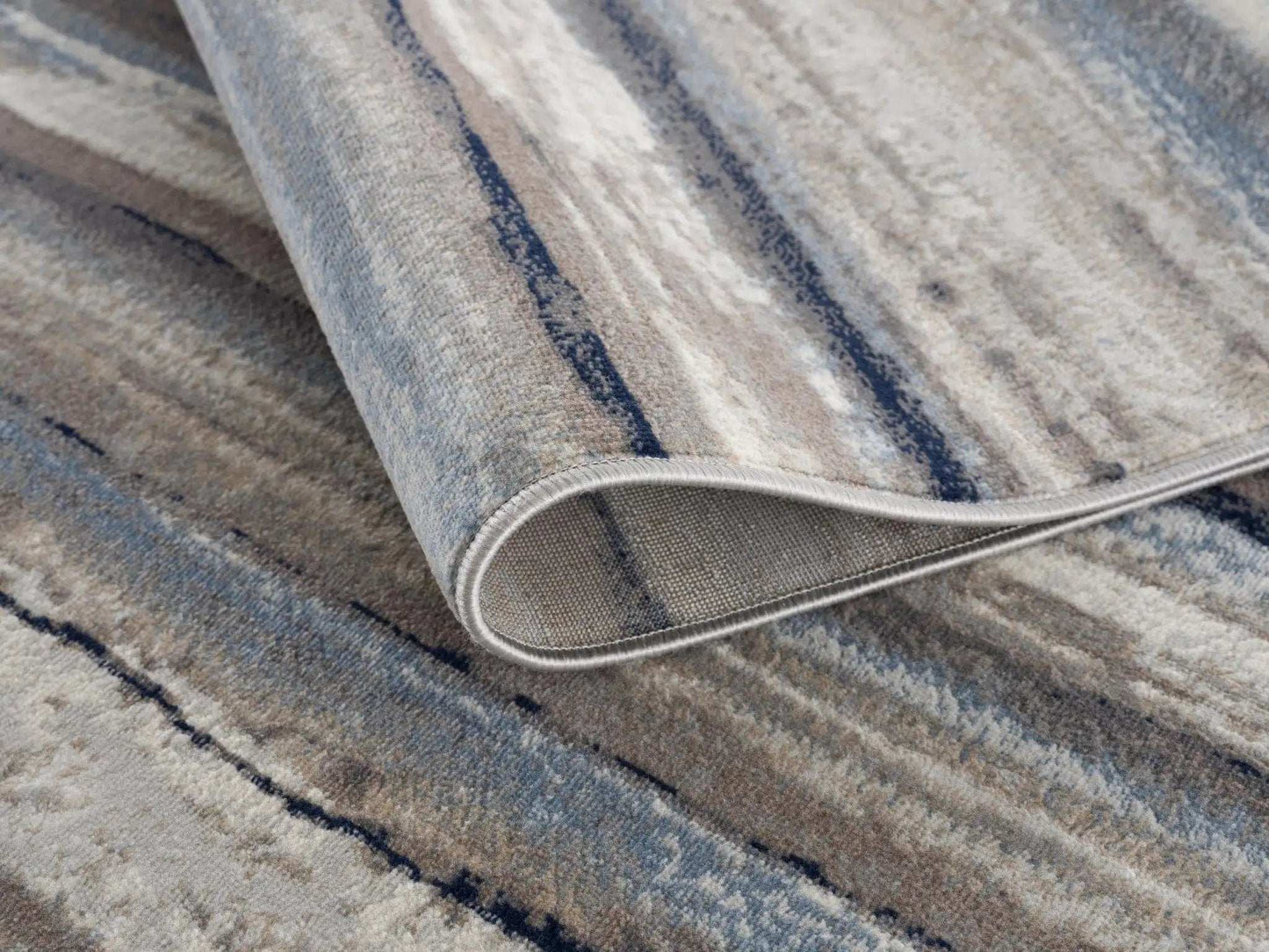 2' X 6' Blue And Beige Distressed Stripes Area Rug - Homeroots - Flyclothing LLC
