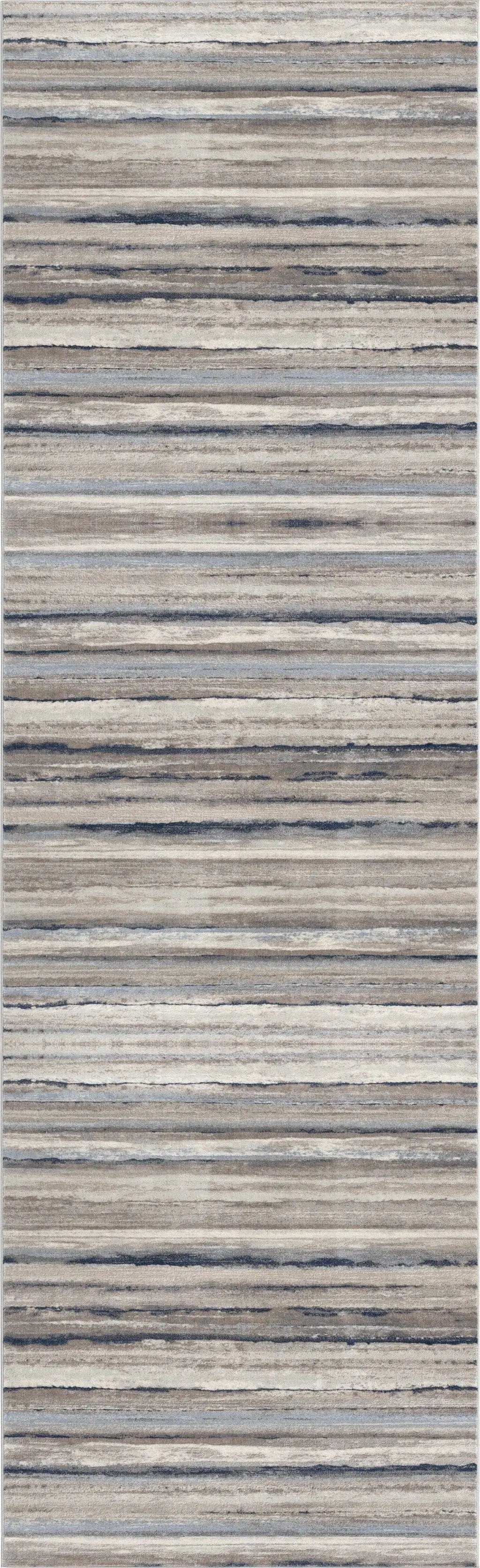 2' X 6' Blue And Beige Distressed Stripes Area Rug - Homeroots - Flyclothing LLC