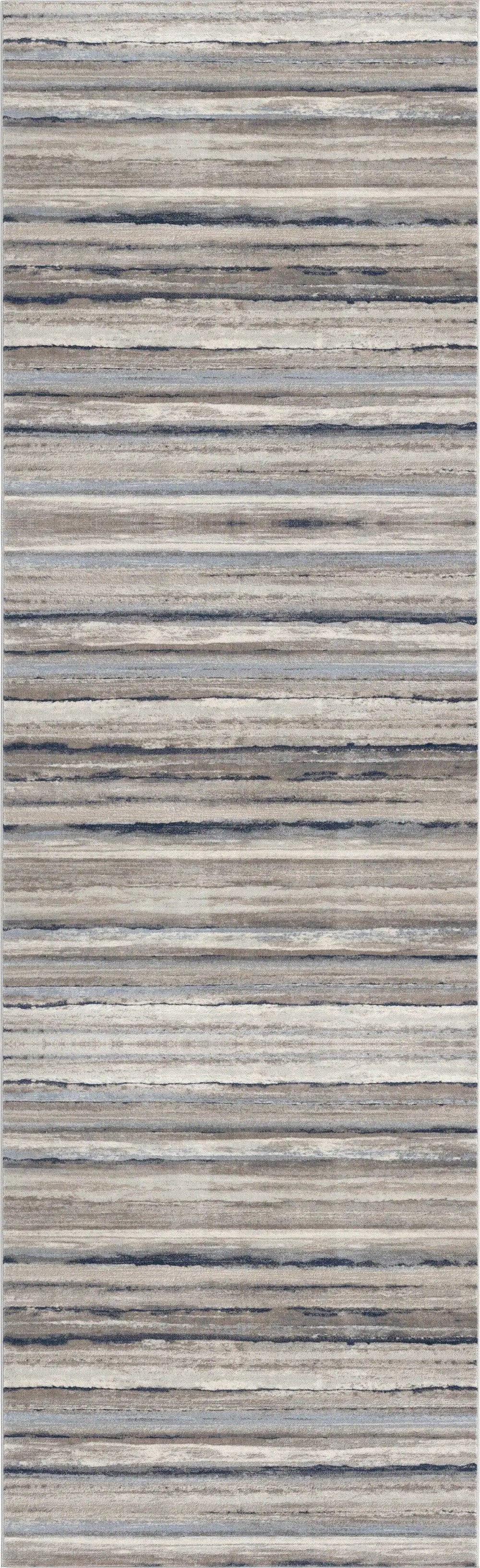 2' X 6' Blue And Beige Distressed Stripes Area Rug - Homeroots