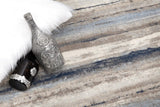 2' X 6' Blue And Beige Distressed Stripes Area Rug - Homeroots