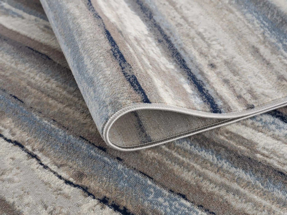 8' Blue Striped Runner Rug - Homeroots - Flyclothing LLC
