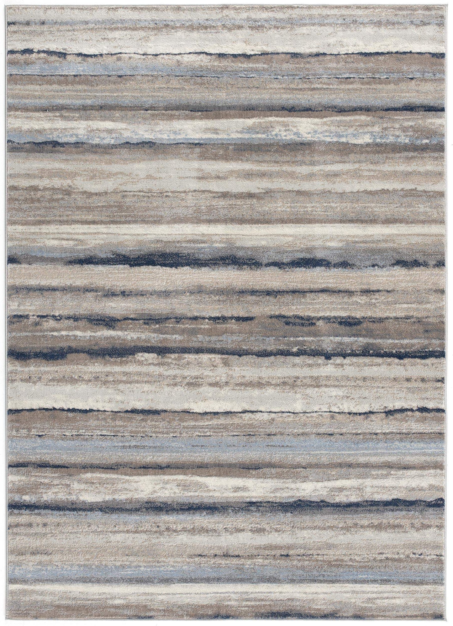 4' X 6' Blue And Beige Distressed Stripes Area Rug - Homeroots - Flyclothing LLC