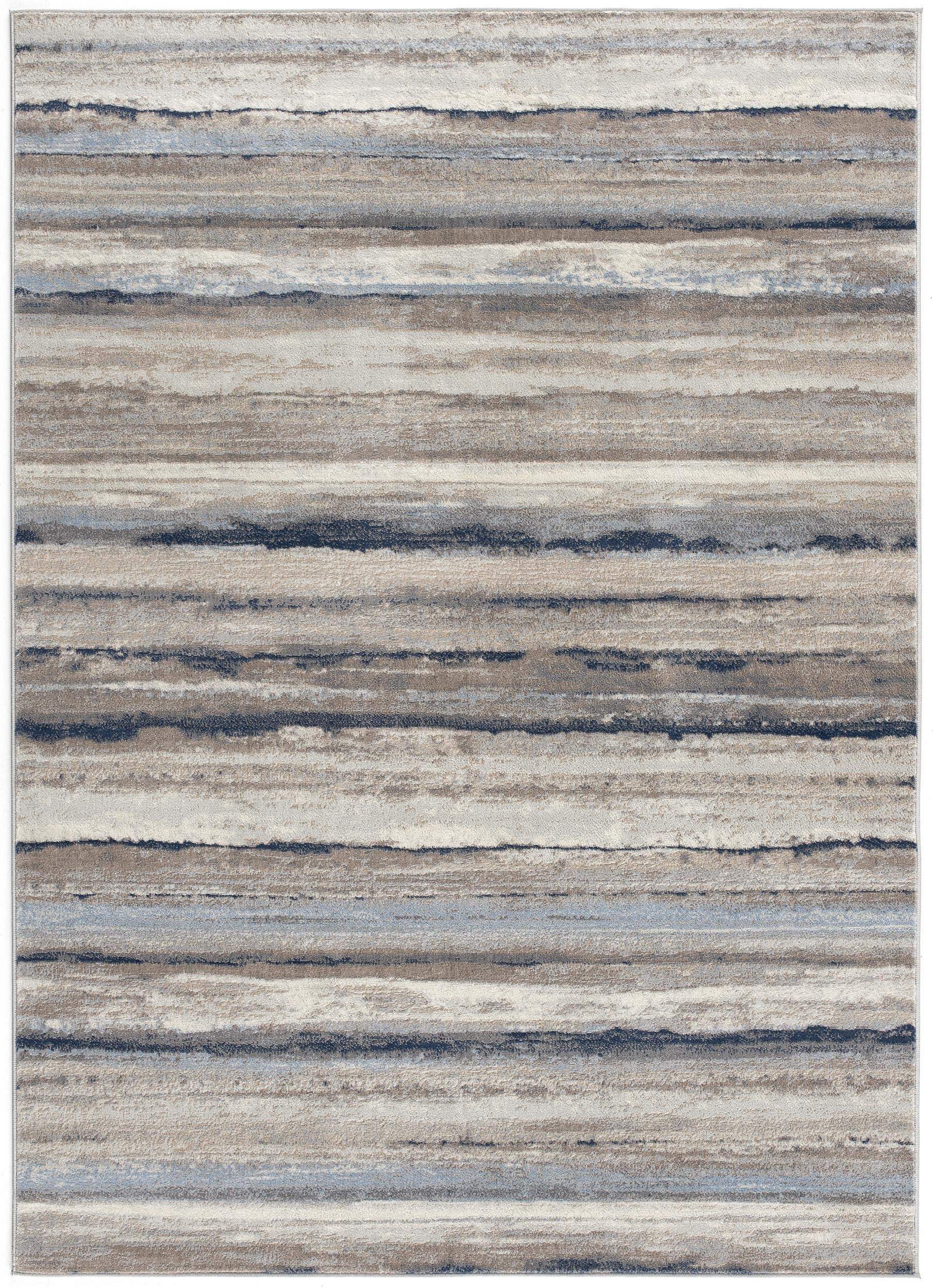 4' X 6' Blue And Beige Distressed Stripes Area Rug - Homeroots - Flyclothing LLC