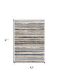 5' X 8' Blue And Beige Distressed Stripes Area Rug - Homeroots - Flyclothing LLC