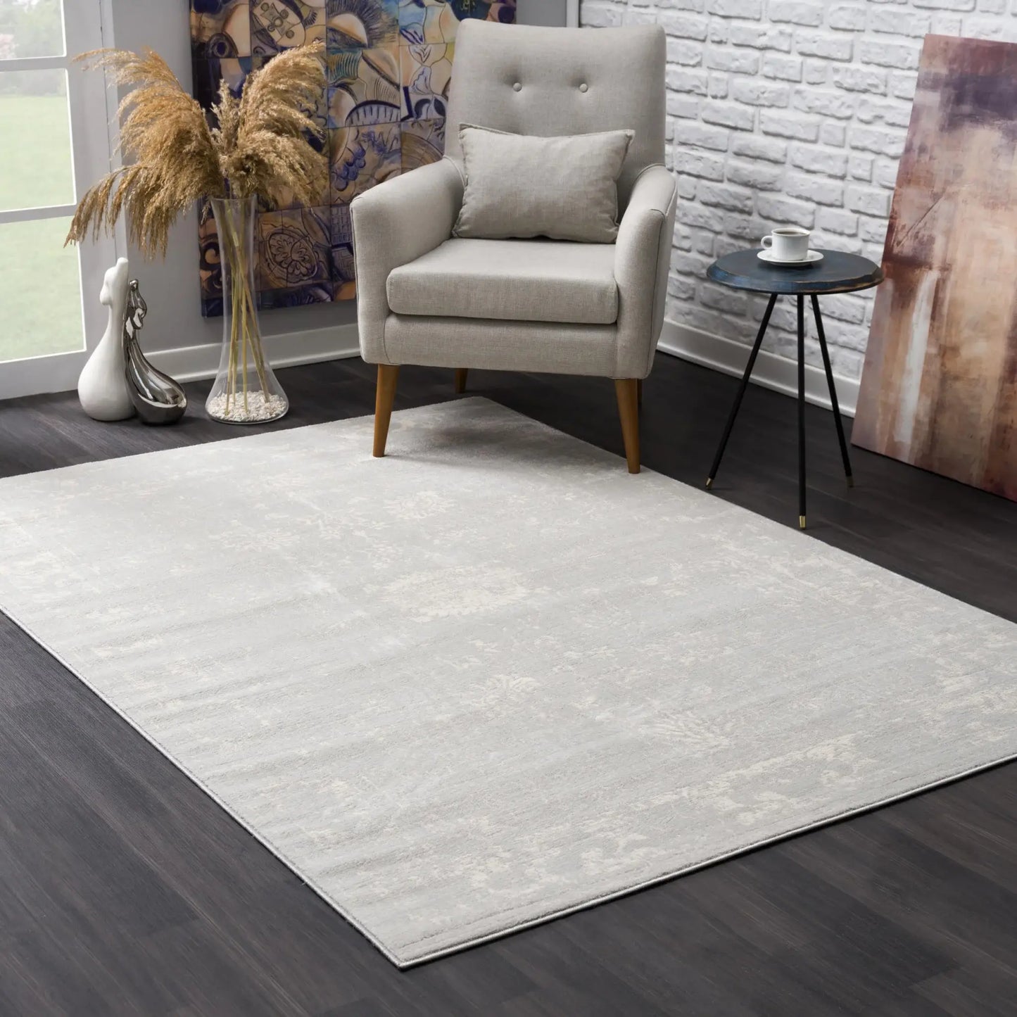 4' X 6' Modern Gray Distressed Area Rug - Homeroots - Flyclothing LLC