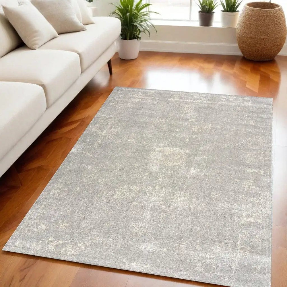5' X 8' Modern Gray Distressed Area Rug - Homeroots