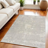 5' X 8' Modern Gray Distressed Area Rug - Homeroots
