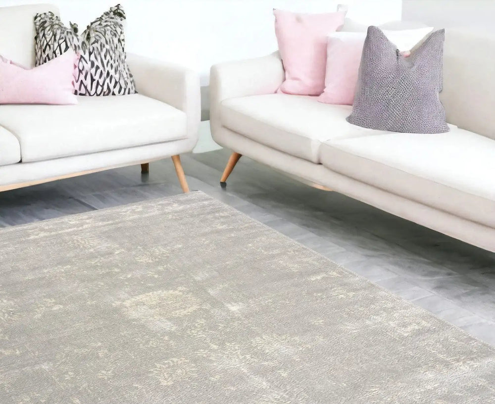 8' X 11' Modern Gray Distressed Area Rug - Homeroots