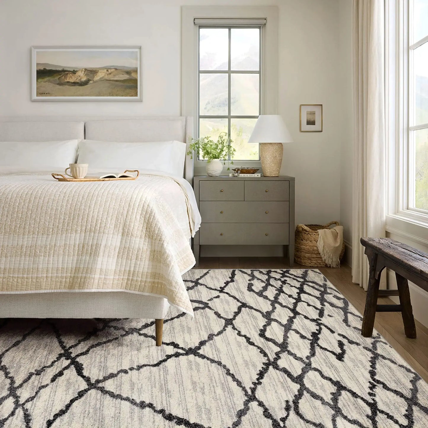 4' X 6' Gray And Black Modern Abstract Area Rug - Homeroots - Flyclothing LLC