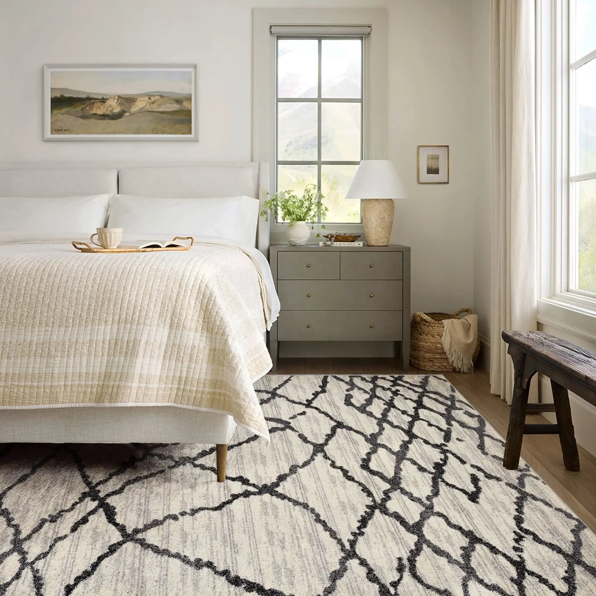 4' X 6' Gray And Black Modern Abstract Area Rug - Homeroots - Flyclothing LLC
