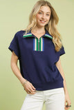 Umgee Striped Collared Neck Half-Zip Top - Trendsi - Flyclothing LLC