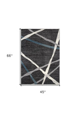 4' X 6' Distressed Black And Gray Abstract Area Rug - Homeroots - Flyclothing LLC