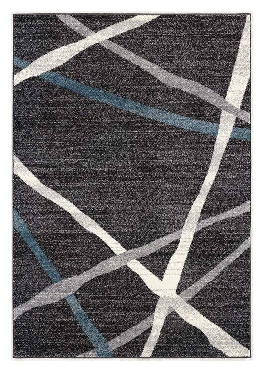 5' X 8' Distressed Black And Gray Abstract Area Rug - Homeroots - Flyclothing LLC