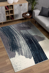 4' X 6' White And Blue Abstract Strokes Area Rug - Homeroots - Flyclothing LLC