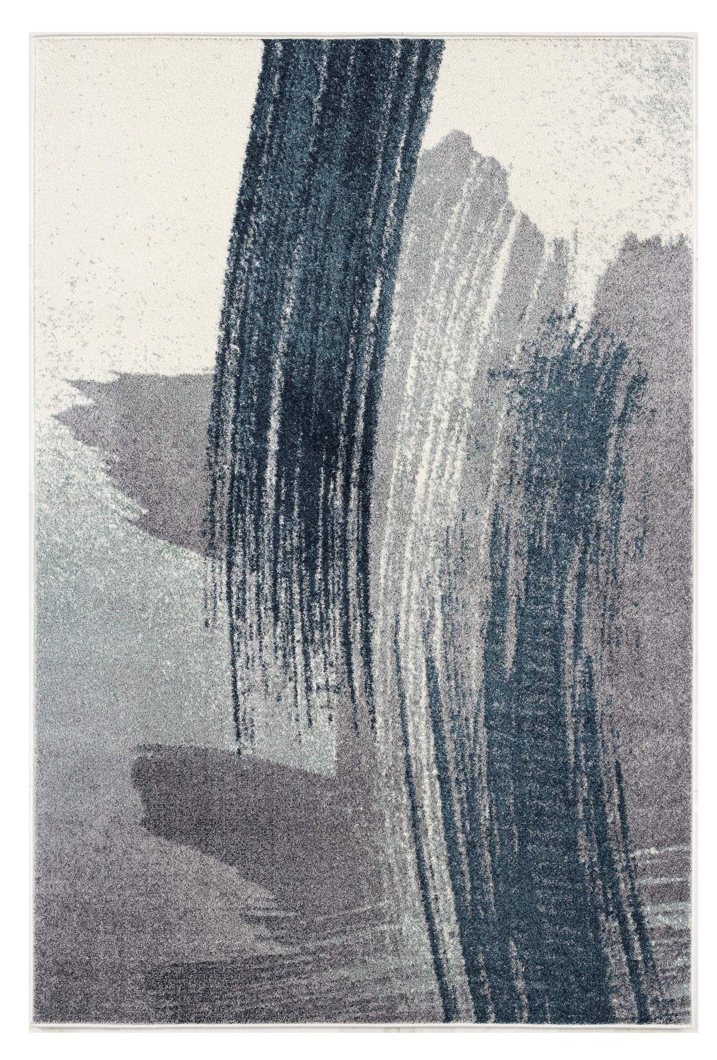 4' X 6' White And Blue Abstract Strokes Area Rug - Homeroots - Flyclothing LLC
