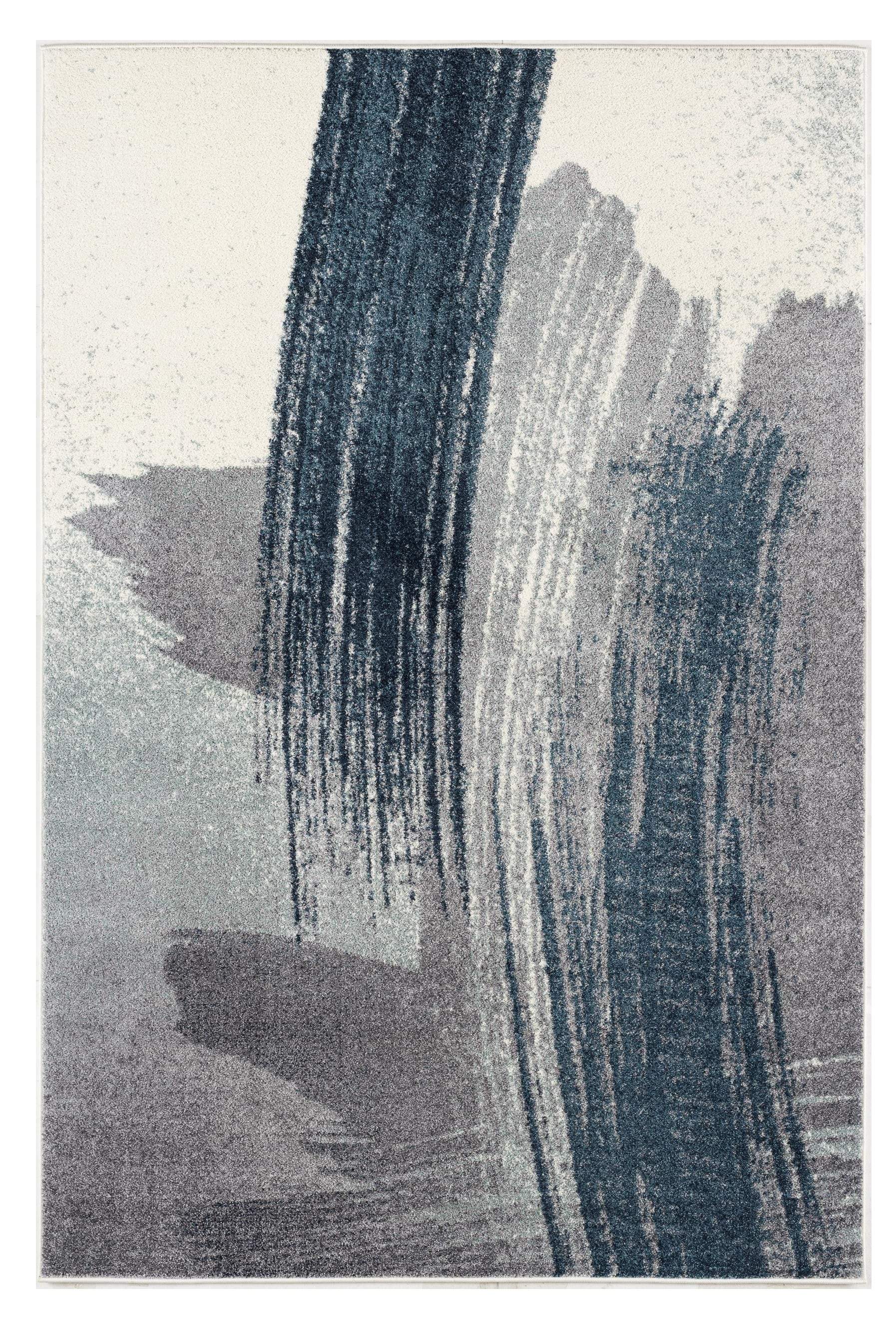 4' X 6' White And Blue Abstract Strokes Area Rug - Homeroots - Flyclothing LLC