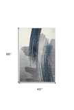 4' X 6' White And Blue Abstract Strokes Area Rug - Homeroots