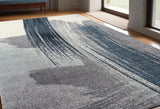 5' X 8' White And Blue Abstract Strokes Area Rug - Homeroots