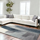 7' X 9' White And Blue Abstract Strokes Area Rug - Homeroots - Flyclothing LLC