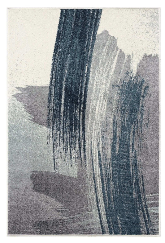 8' X 11' White And Blue Abstract Strokes Area Rug - Homeroots - Flyclothing LLC