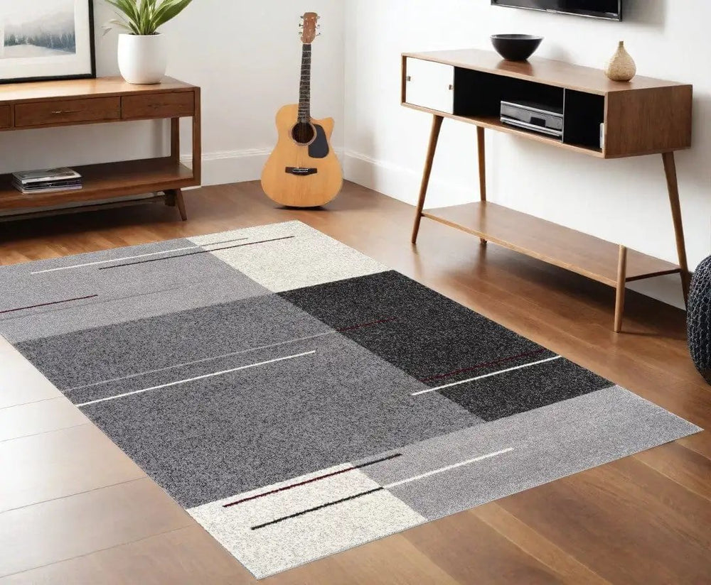 4' X 6' Gray Modern Geometric Area Rug - Homeroots