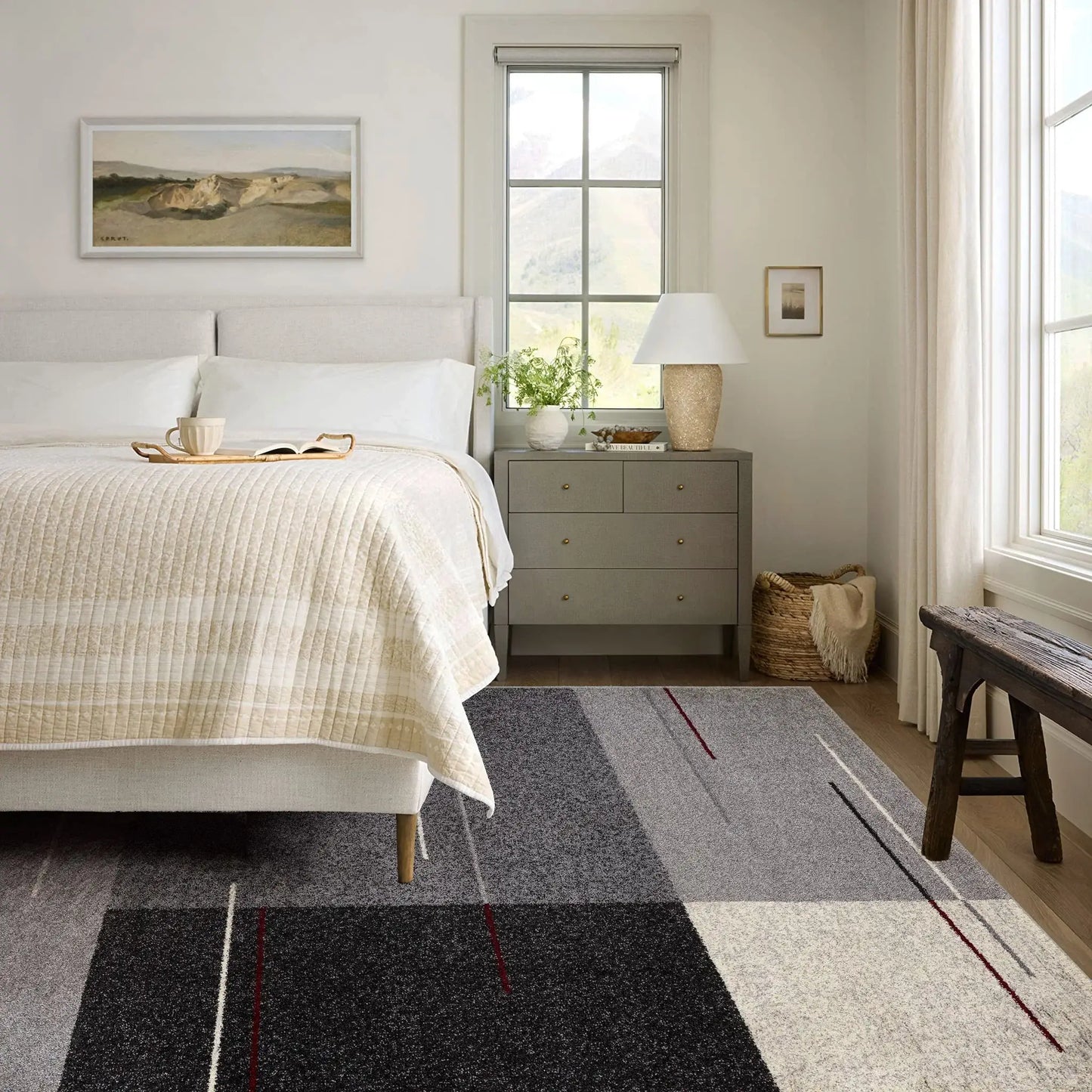 5' X 8' Gray Modern Geometric Area Rug - Homeroots - Flyclothing LLC