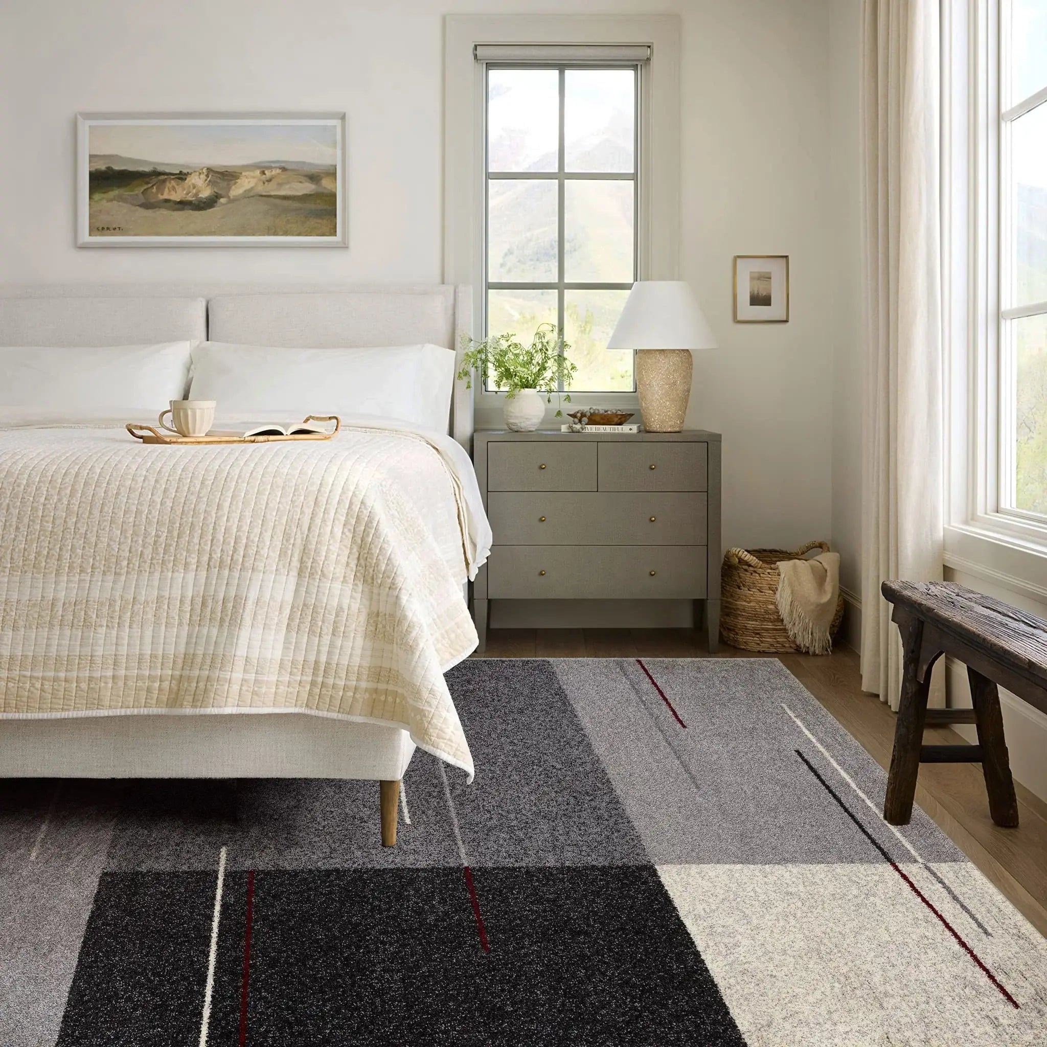 5' X 8' Gray Modern Geometric Area Rug - Homeroots - Flyclothing LLC