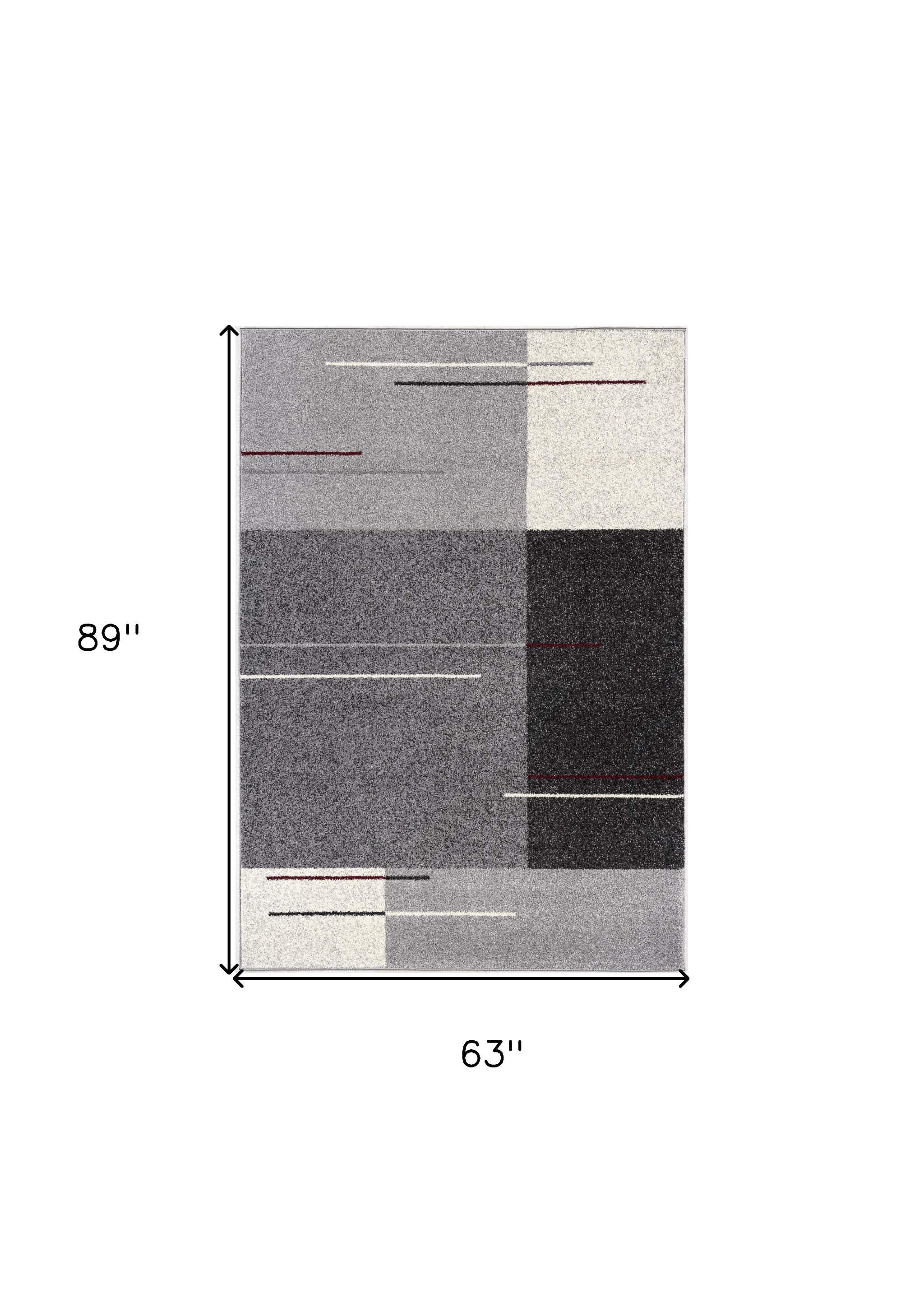 5' X 8' Gray Modern Geometric Area Rug - Homeroots - Flyclothing LLC