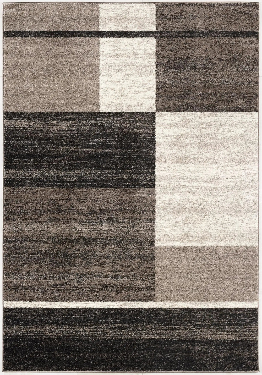 8' X 11' Brown And Beige Abstract Blocks Area Rug - Homeroots