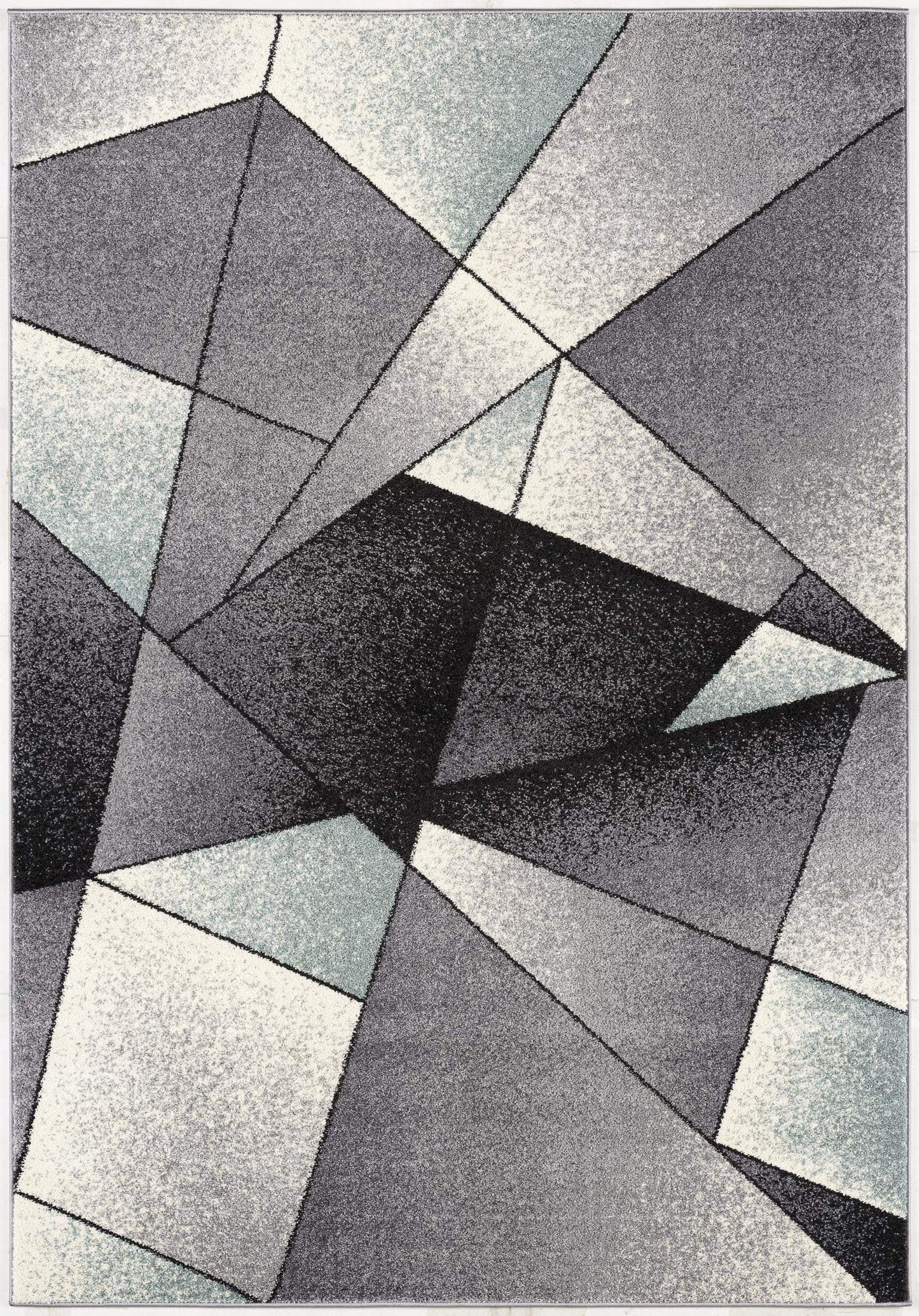 4' X 6' Gray And Blue Prism Pattern Area Rug - Homeroots - Flyclothing LLC