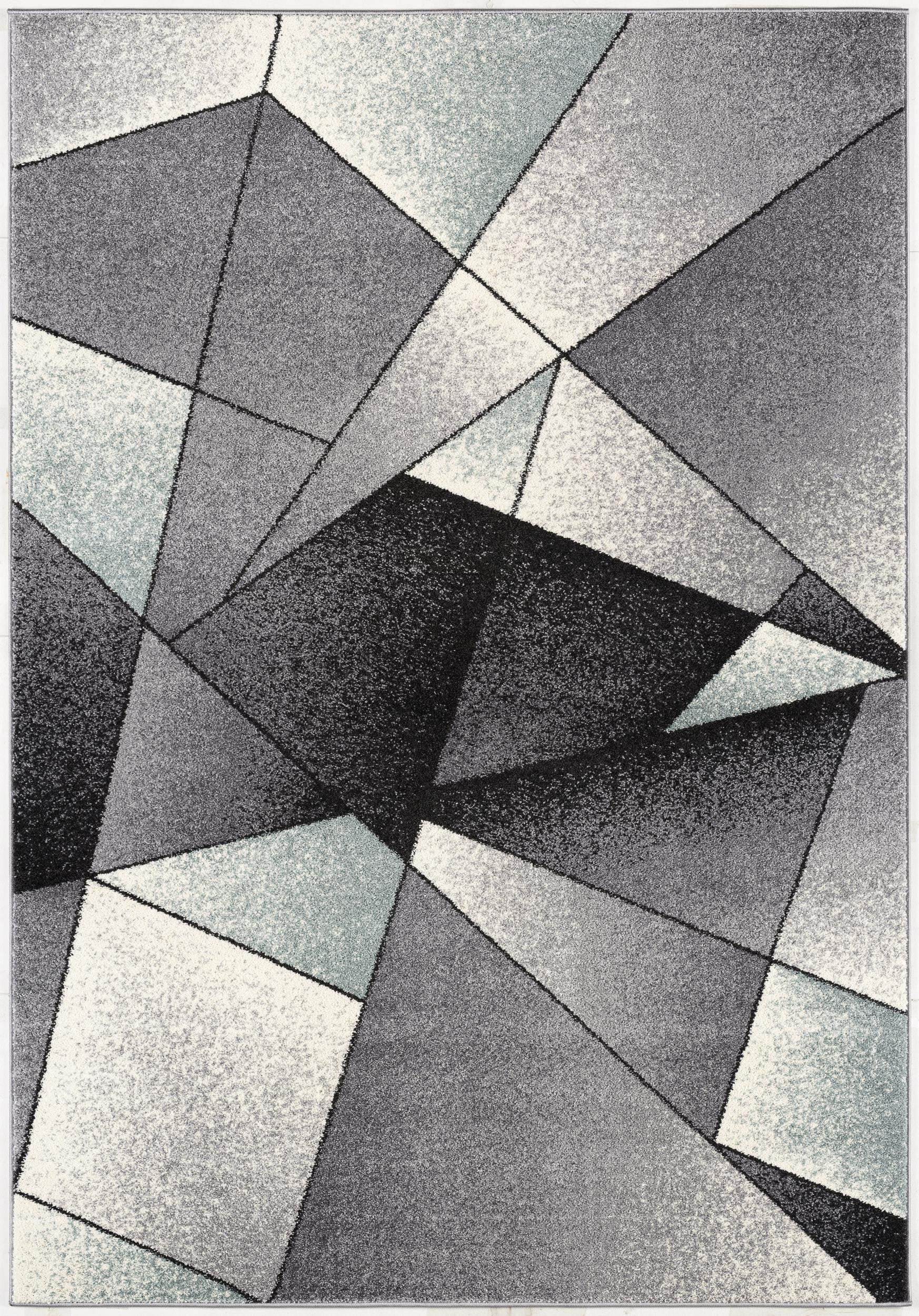 4' X 6' Gray And Blue Prism Pattern Area Rug - Homeroots - Flyclothing LLC