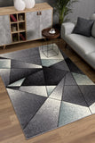 4' X 6' Gray And Blue Prism Pattern Area Rug - Homeroots