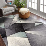 4' X 6' Gray And Blue Prism Pattern Area Rug - Homeroots - Flyclothing LLC