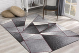 4' X 6' Grey Red Geometric Area Rug - Homeroots - Flyclothing LLC