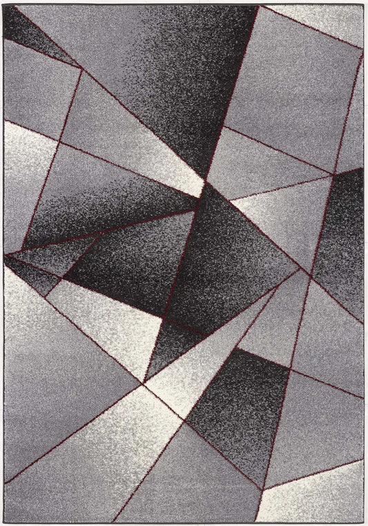 4' X 6' Grey Red Geometric Area Rug - Homeroots - Flyclothing LLC