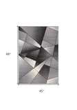 4' X 6' Grey Red Geometric Area Rug - Homeroots