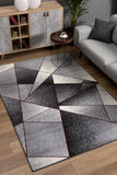 8' X 11' Grey Red Geometric Area Rug - Homeroots