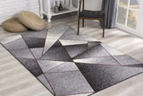 8' X 11' Grey Red Geometric Area Rug - Homeroots - Flyclothing LLC