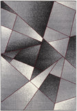 8' X 11' Grey Red Geometric Area Rug - Homeroots