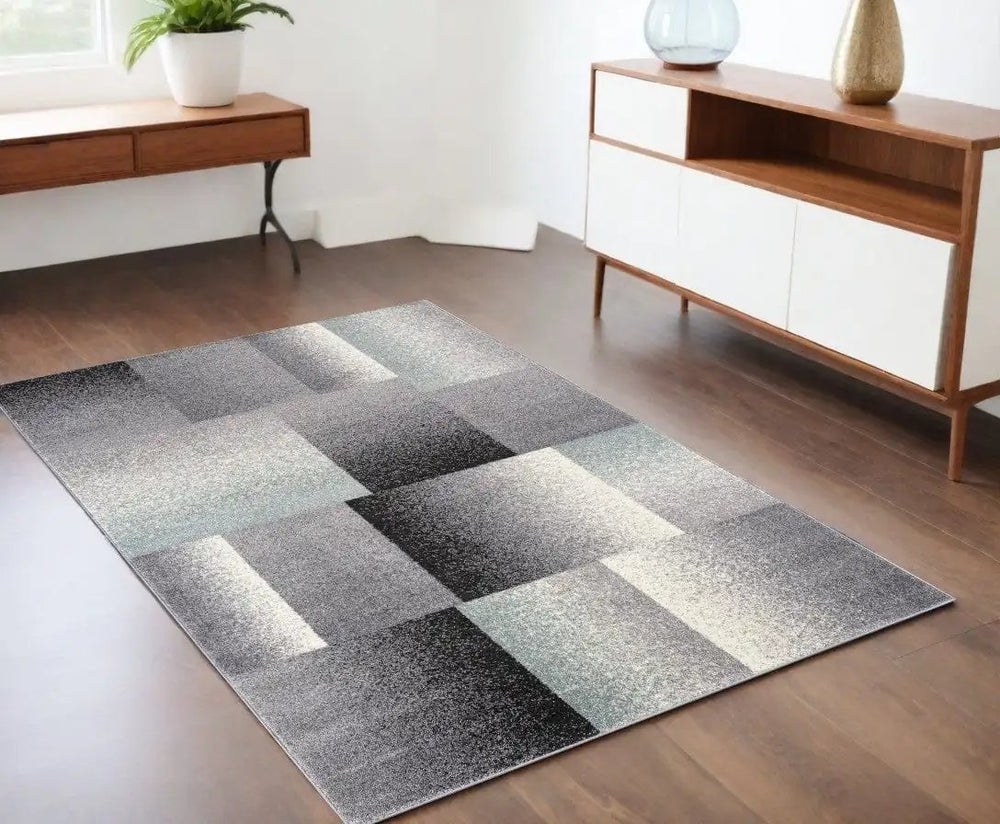 4' X 6' Gray Modern Geometric Area Rug - Homeroots