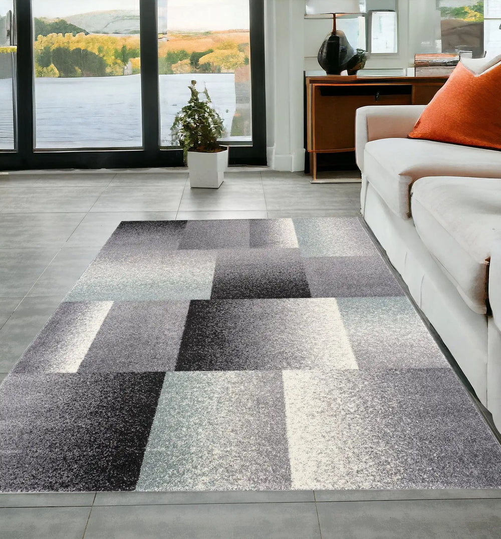 5' X 8' Gray Modern Geometric Area Rug - Homeroots