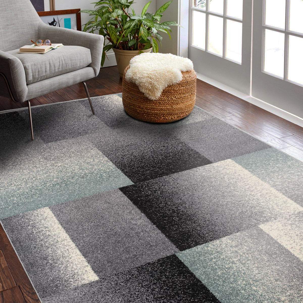 7' X 9' Gray Modern Geometric Area Rug - Homeroots - Flyclothing LLC