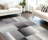 7' X 9' Gray Modern Geometric Area Rug - Homeroots