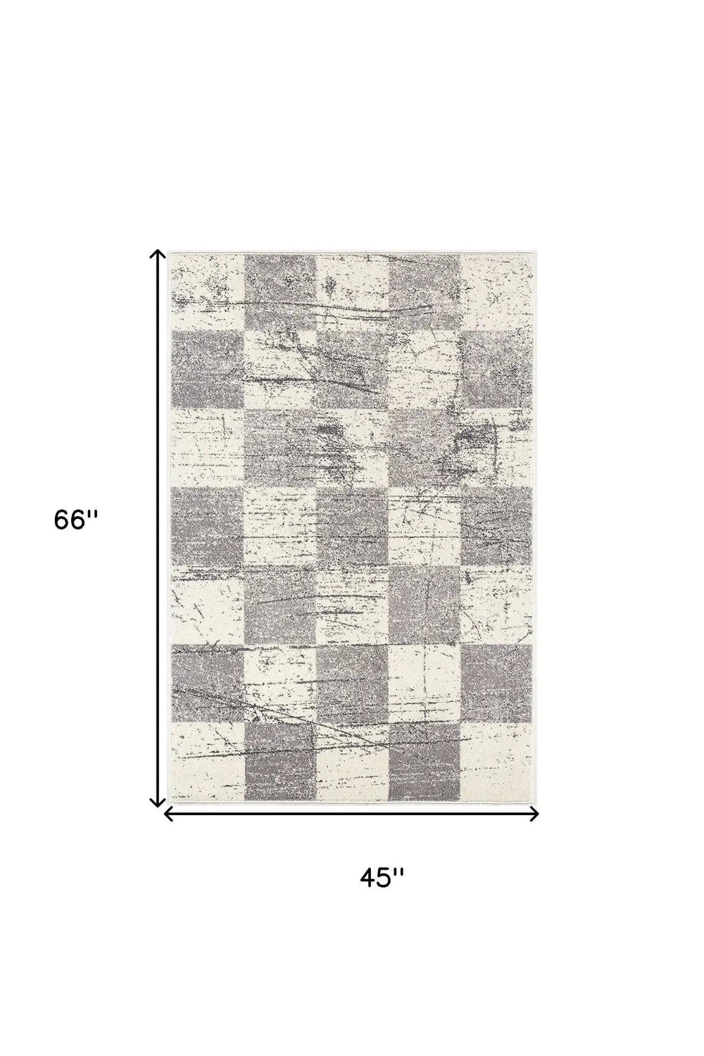 4' X 6' White And Gray Checkered Area Rug - Homeroots - Flyclothing LLC